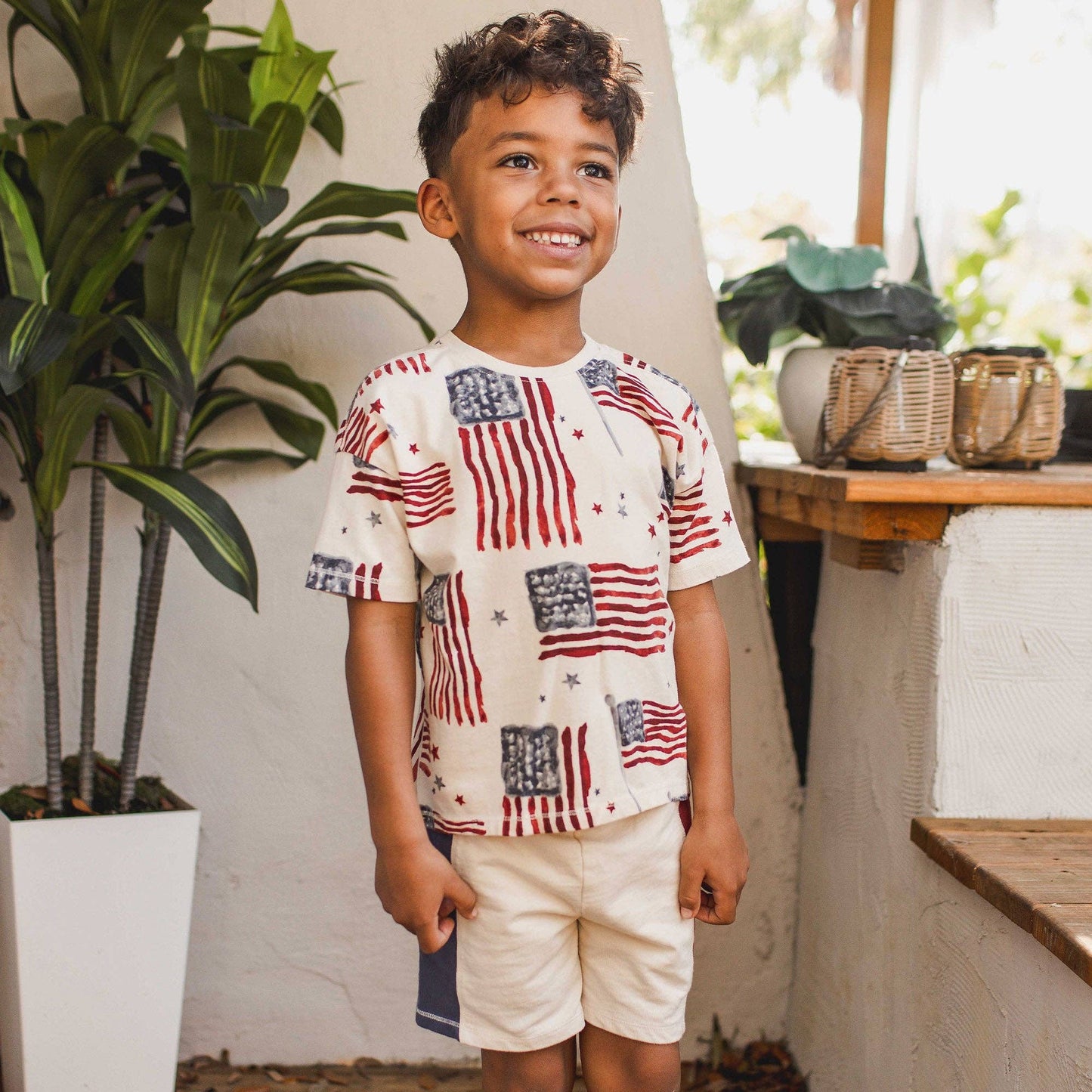 American Flag Tee & Shorts Set