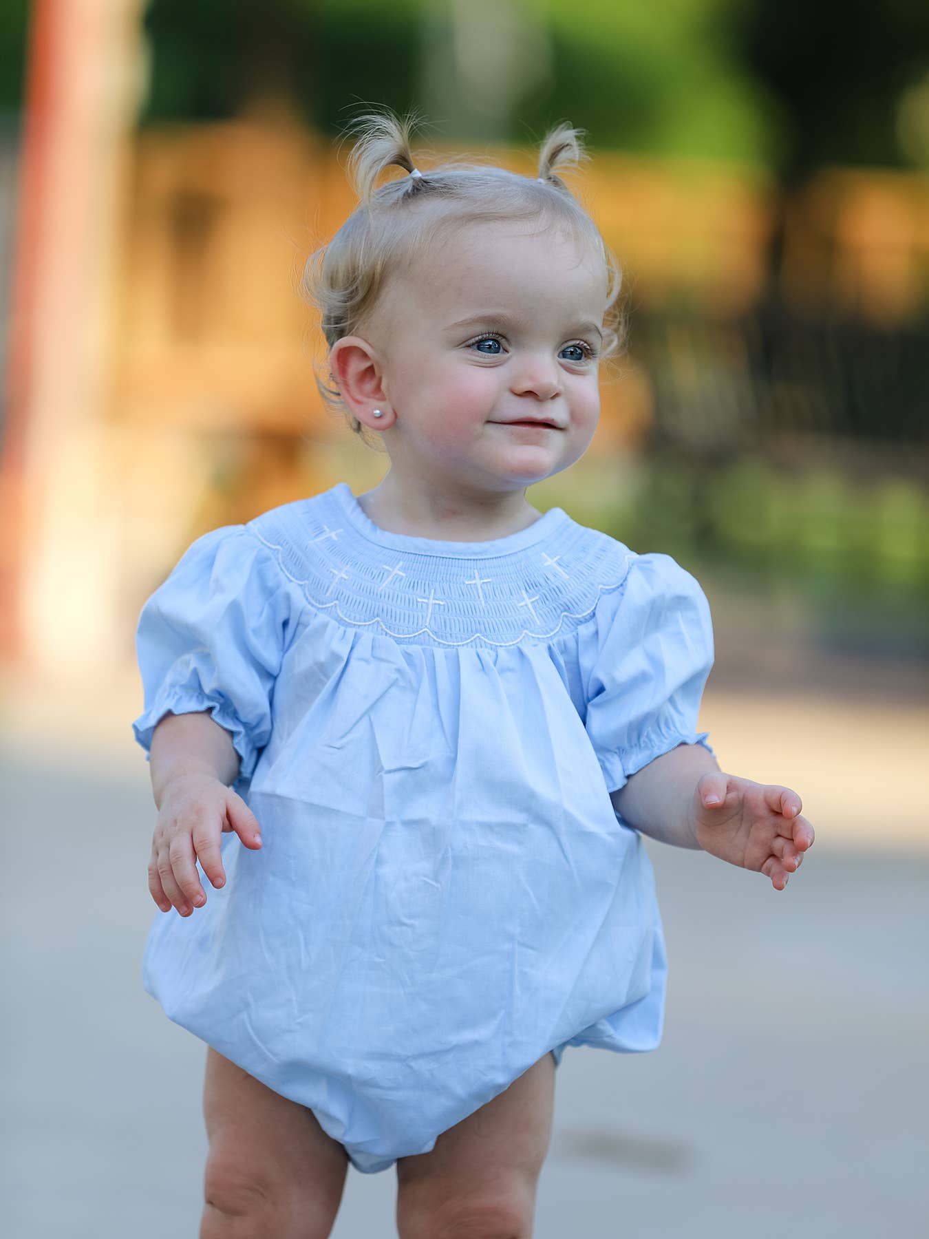 Girls Cross Smocking Bubble