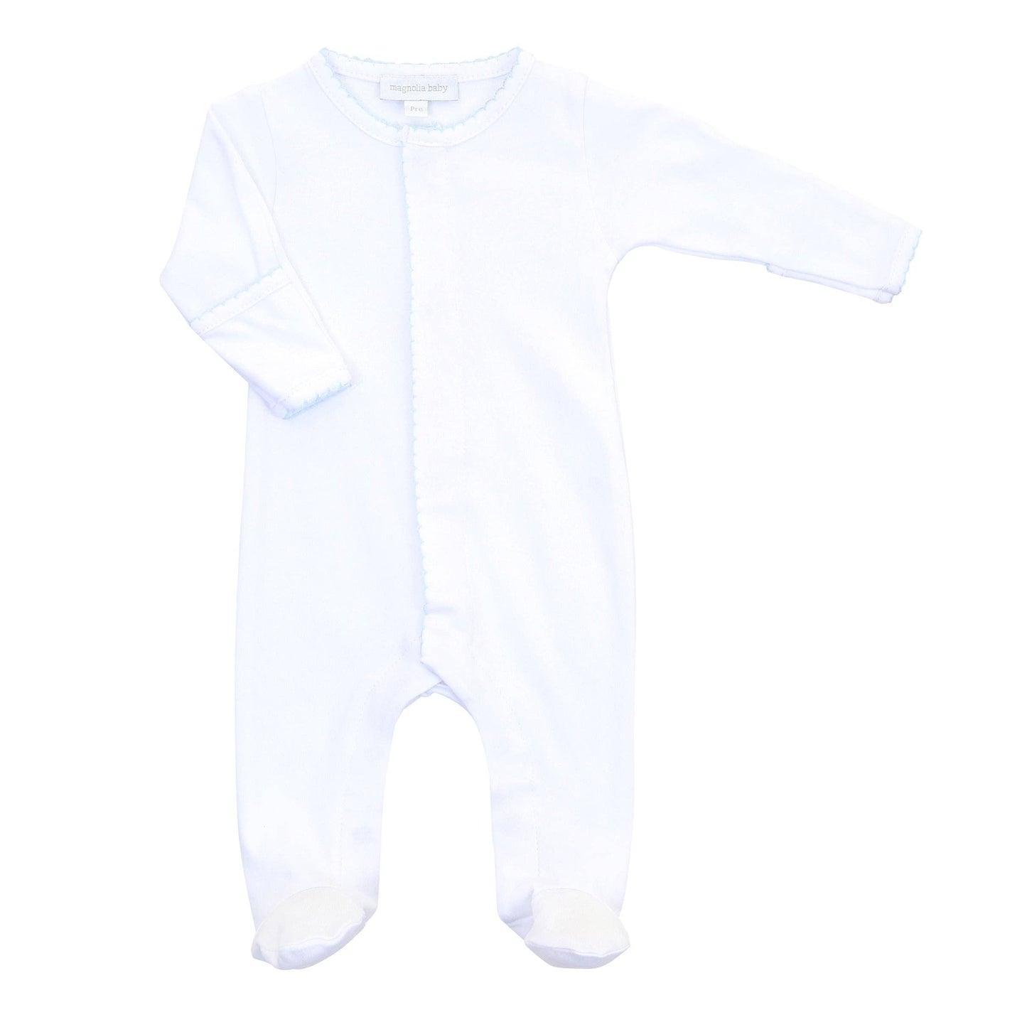 White Footie with Blue Trim