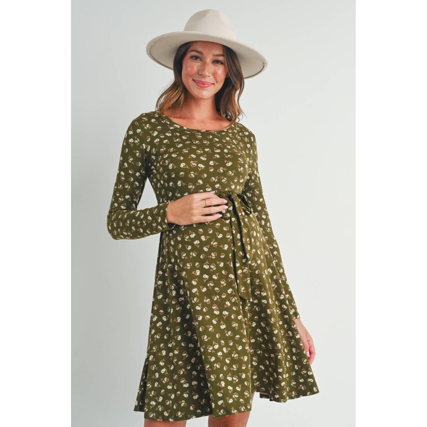 Floral Print Maternity Skate Dress with Belt
