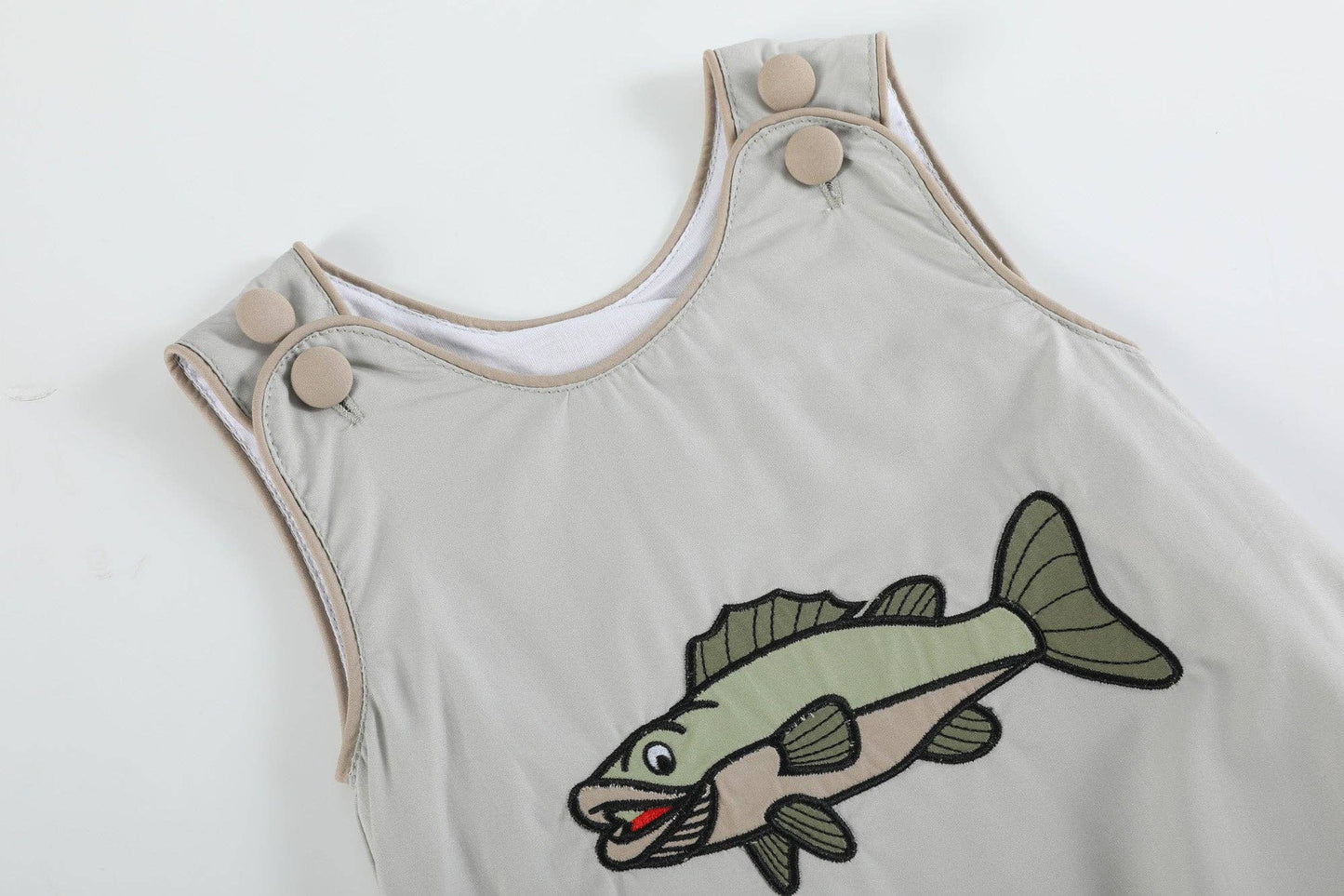 Khaki Fish Bubble Romper
