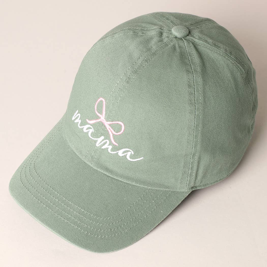 Mama Letter Bow on Top Embroidered Baseball Cap