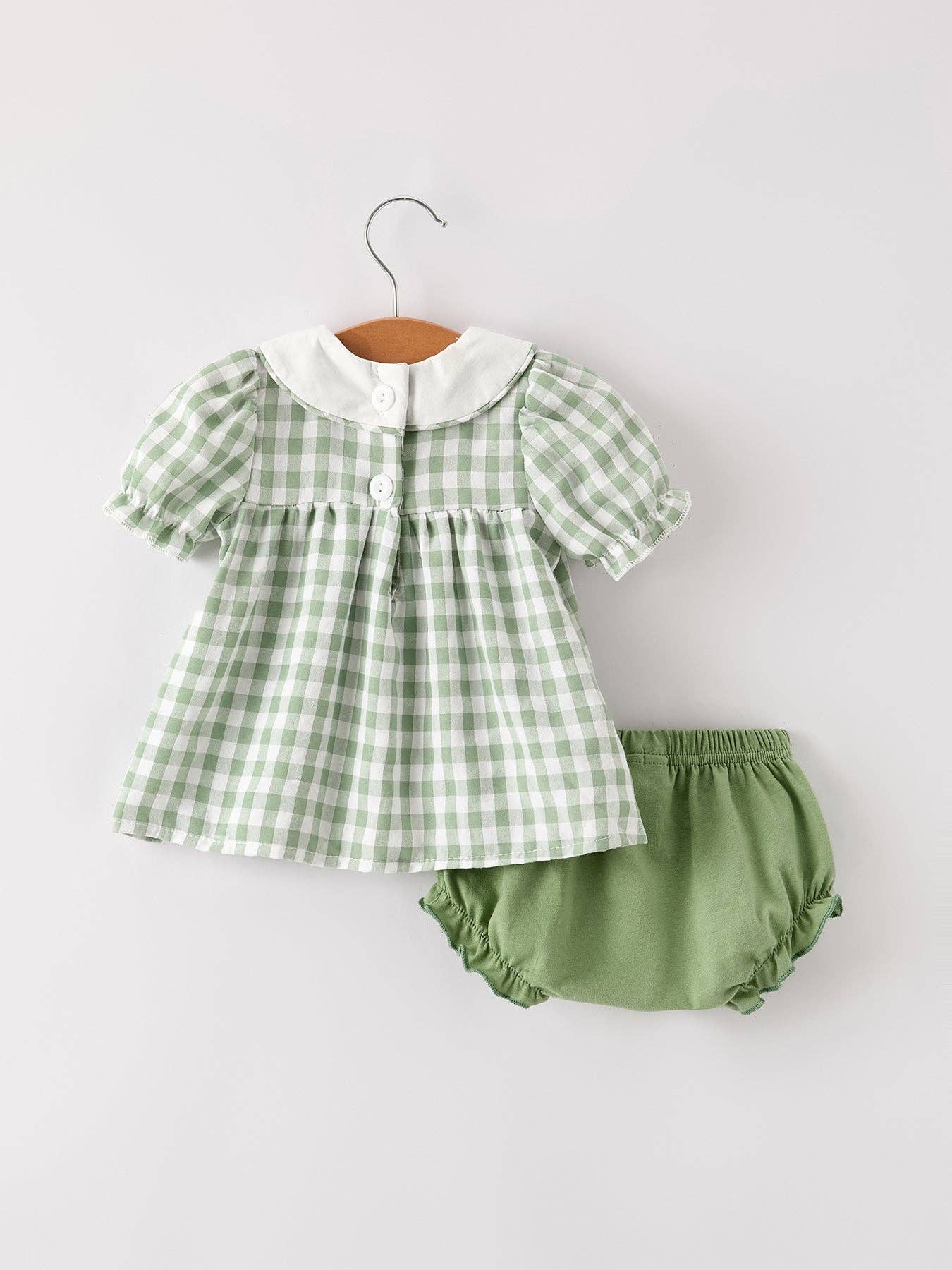 Pumpkin Green Plaid Bloomers Set