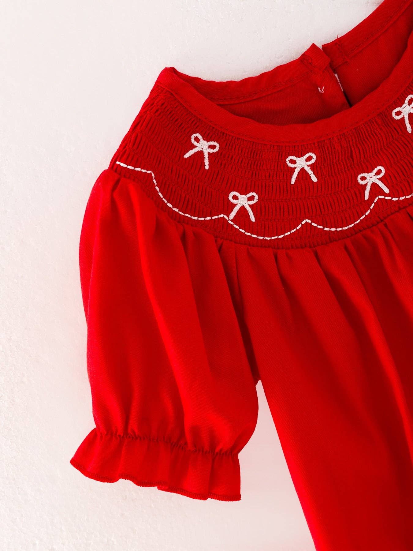 Girls Bow Smocking Bubble