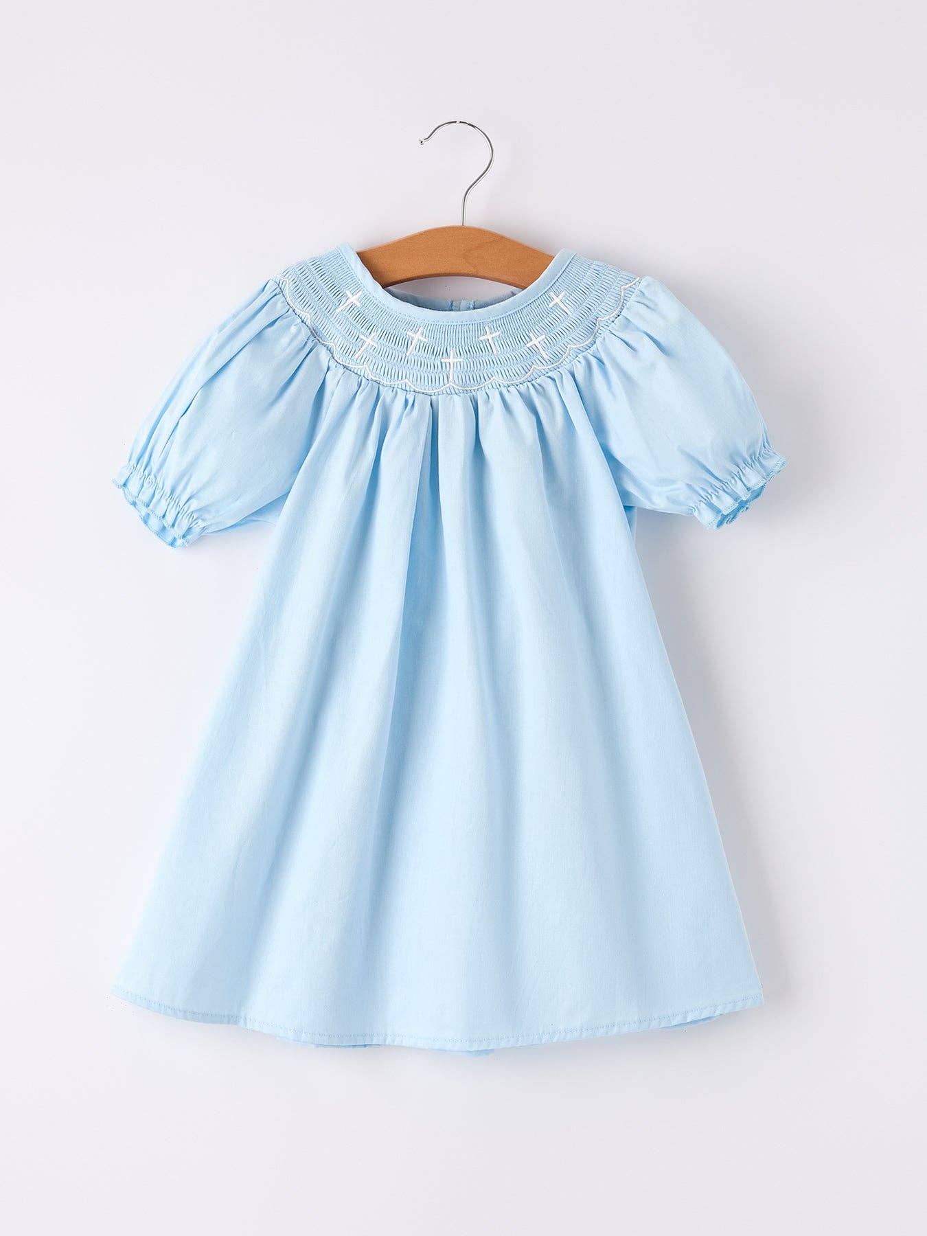 Girls Cross Smocked Dress