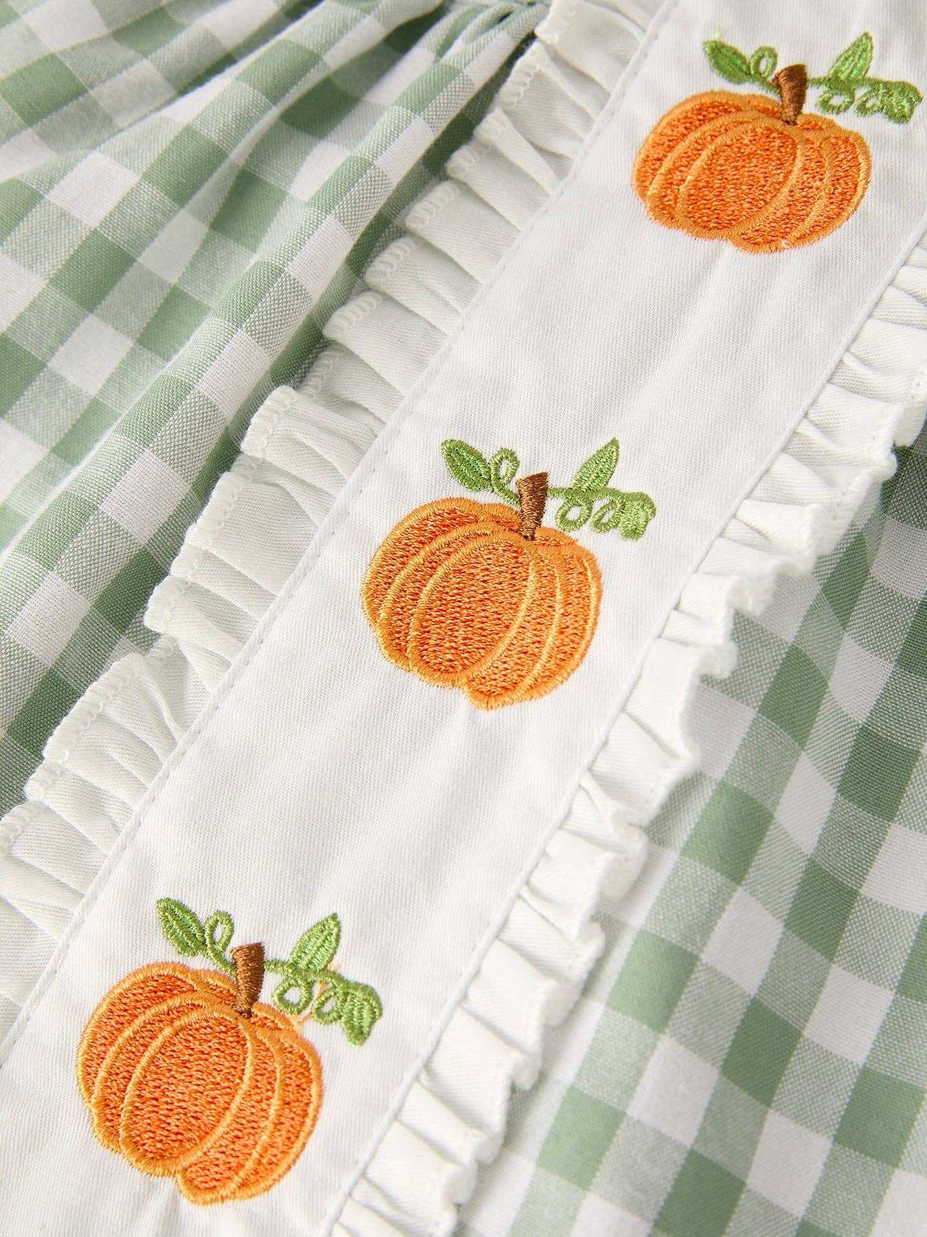 Pumpkin Green Plaid Bloomers Set