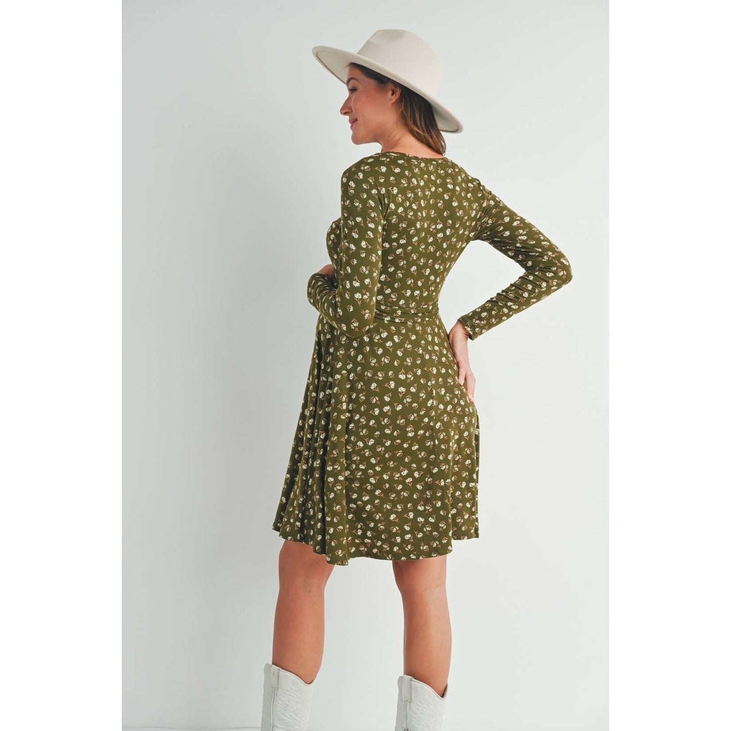 Floral Print Maternity Skate Dress with Belt