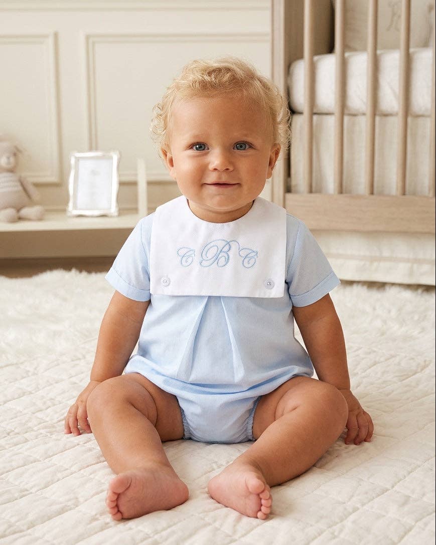 Baby Blue Bib Bubble Romper