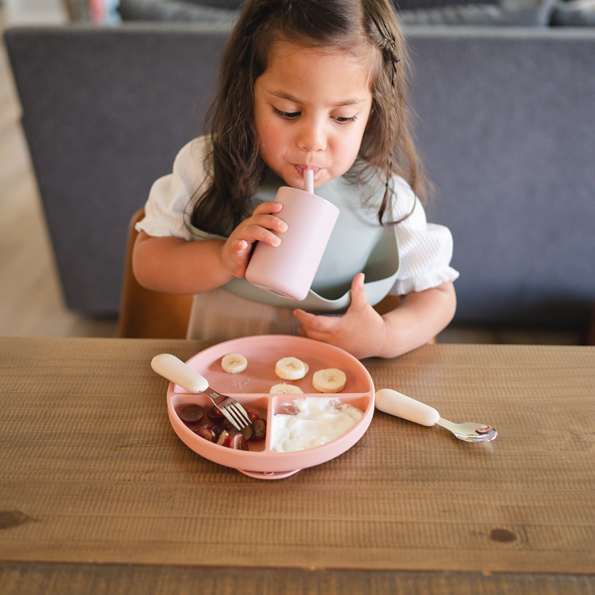 Silicone Baby/Toddler Cup with Lid + Straw (Lilac)