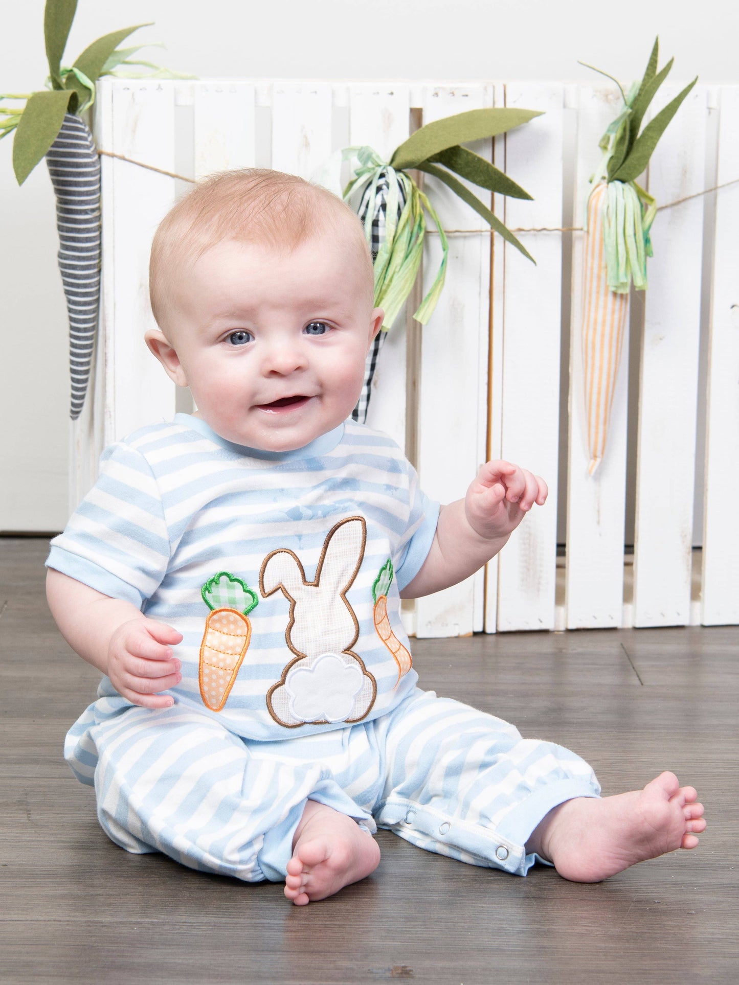 Bunny & Carrots Blue Romper
