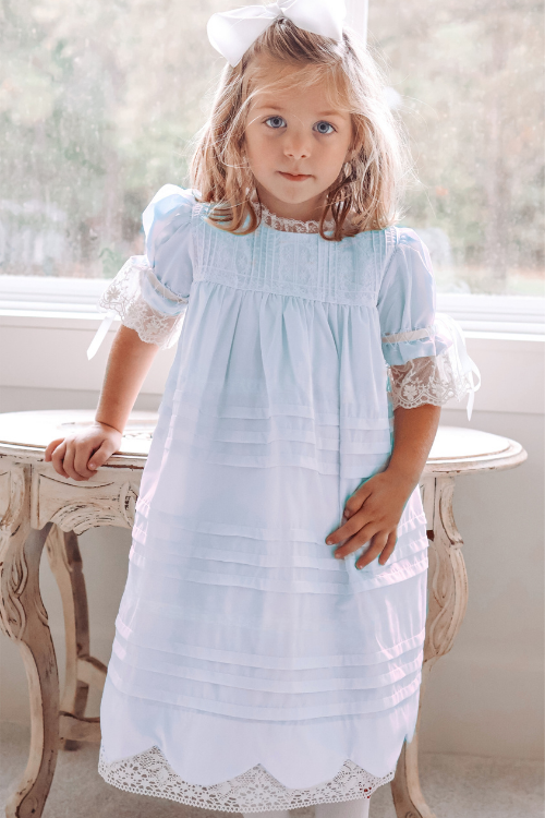 Blue Heirloom Girl Bubble/Dress