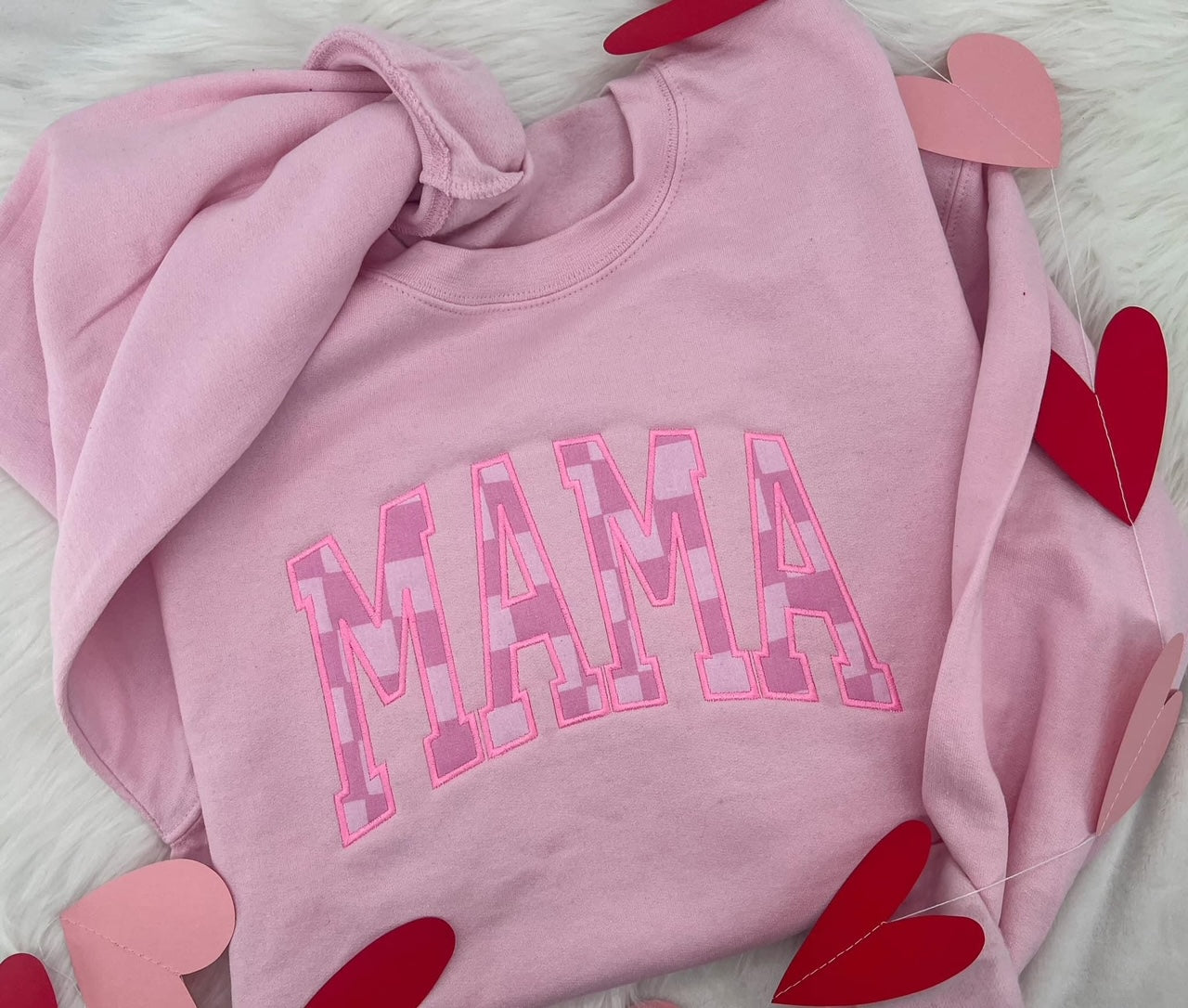 Pink Checkered MAMA Sweatshirt
