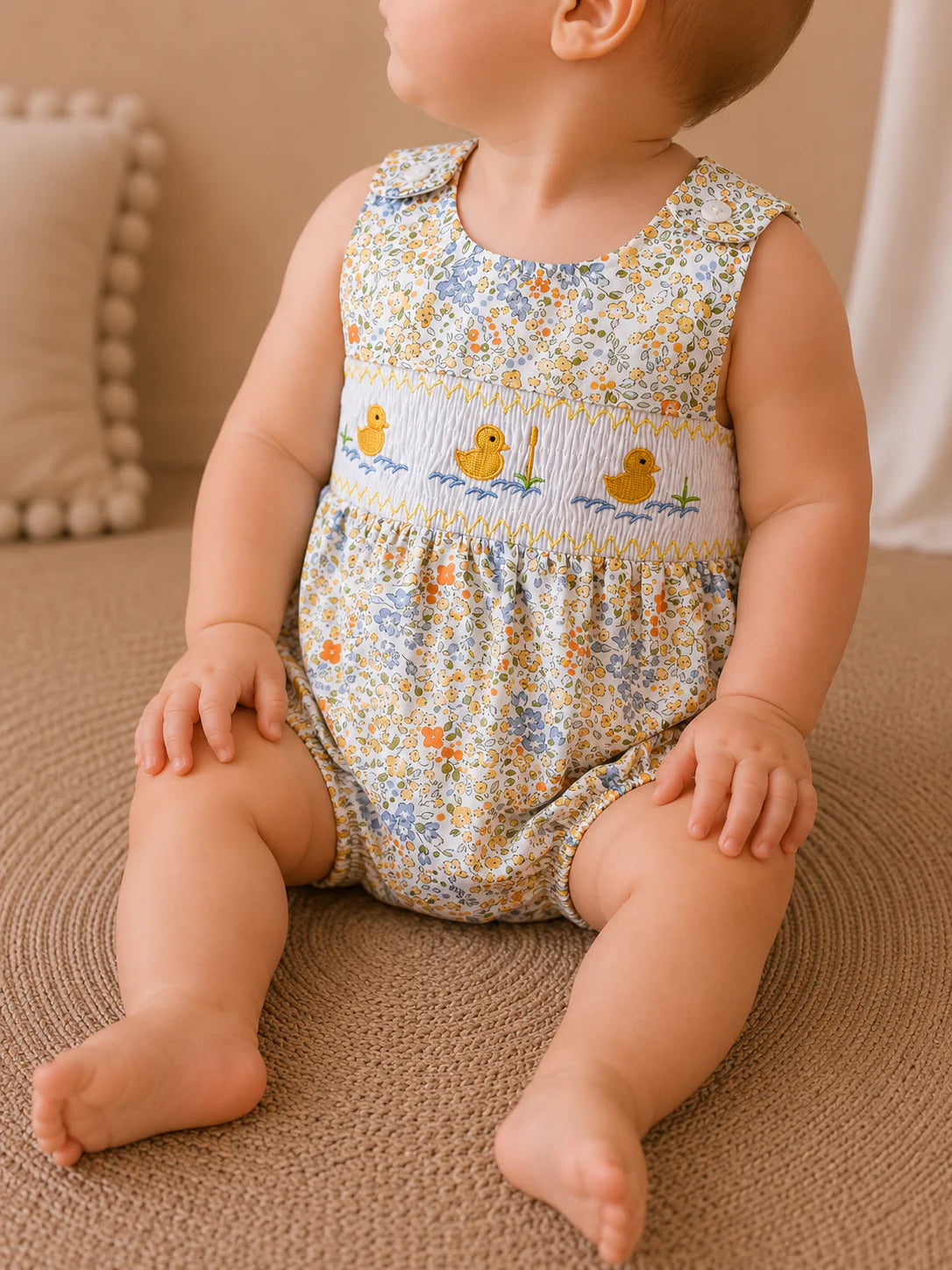 Duck Floral Smocked Romper