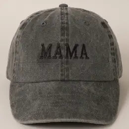 MAMA Embroidered Cotton Baseball Cap - Black