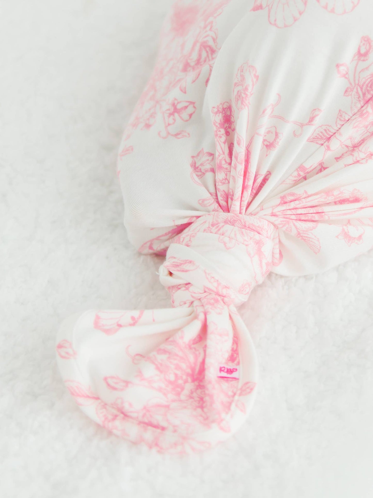 Baby Girls Pink Toile Gown & Hat Set