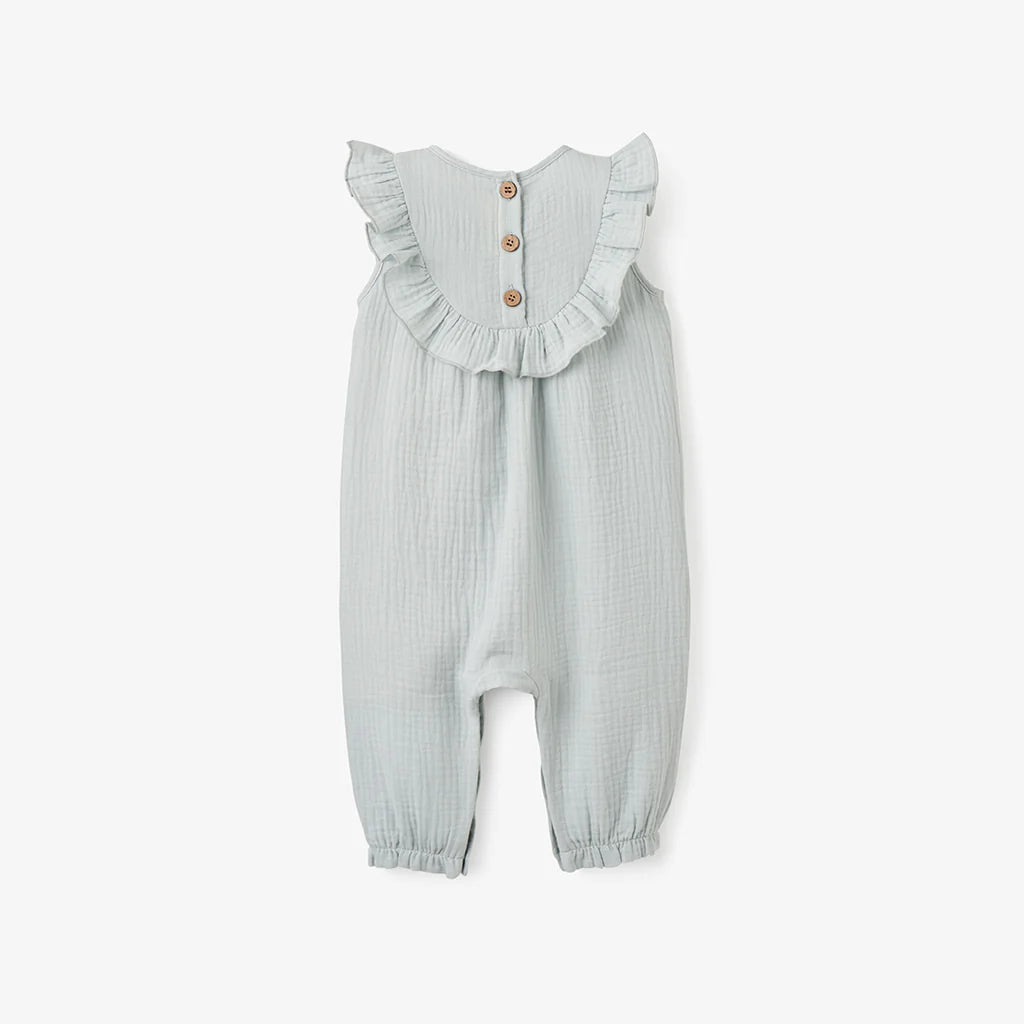 Aqua Embroidered Flutter Jumpsuit