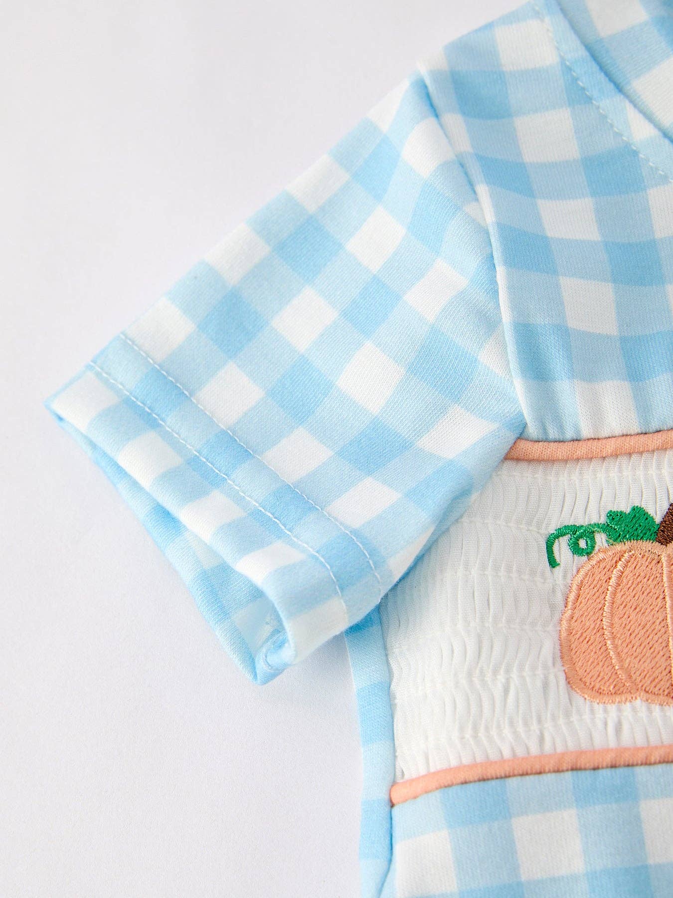 Pumpkin Embroidery Smocked Romper