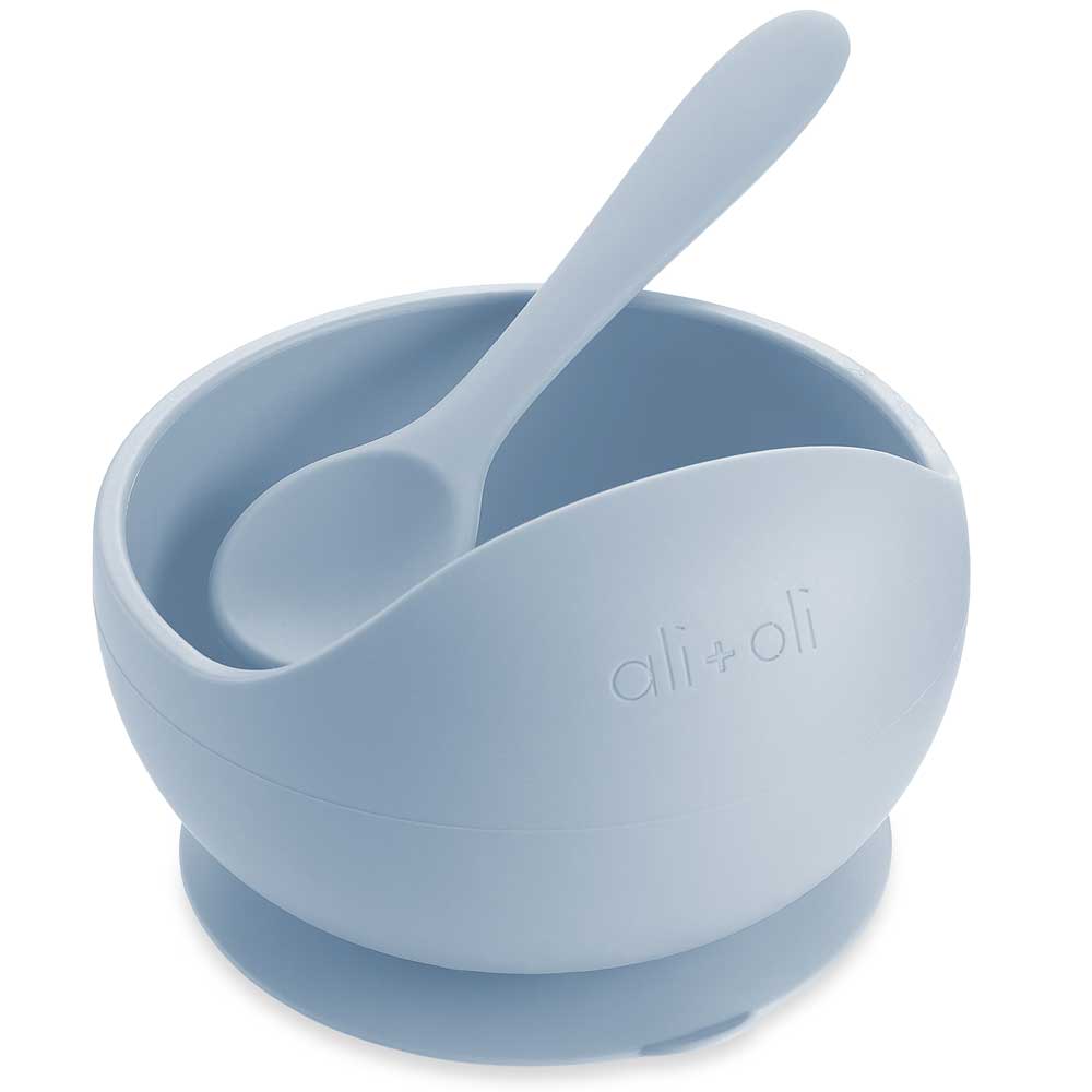 Silicone Suction Bowl & Spoon Set - Blue