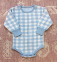 Blue Gingham L/S onesie