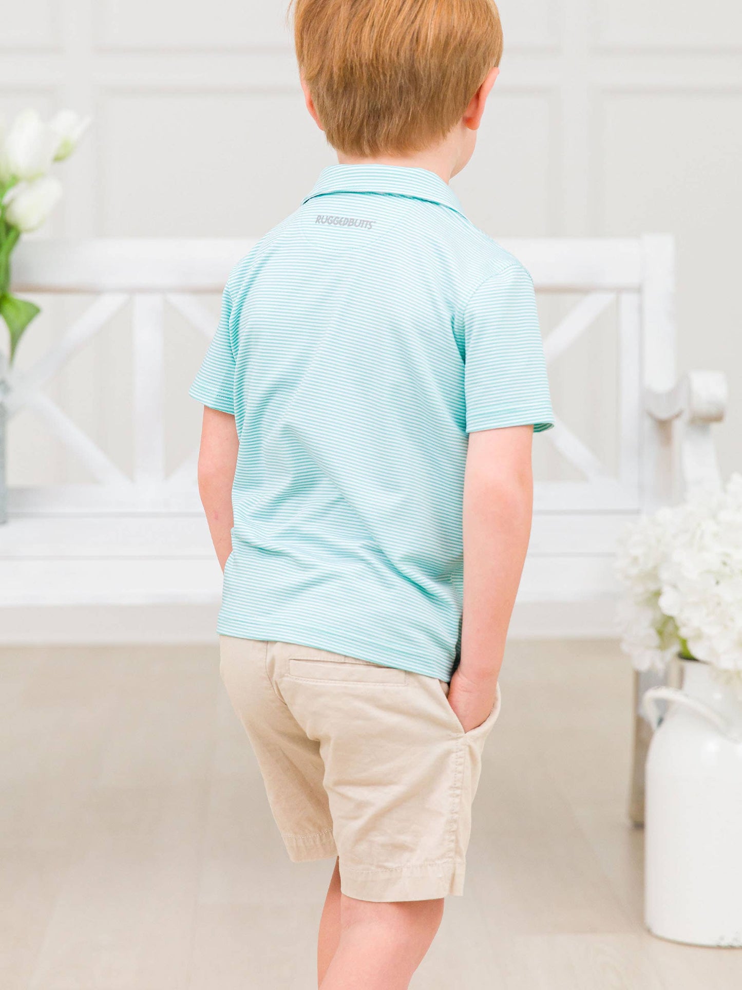 Marine Green Stripe S/S Performance Polo