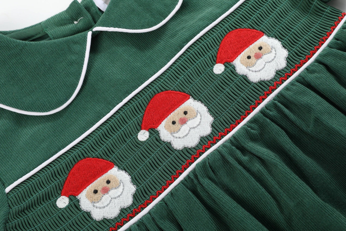 Green Santa Smocked Dress and Bloomers