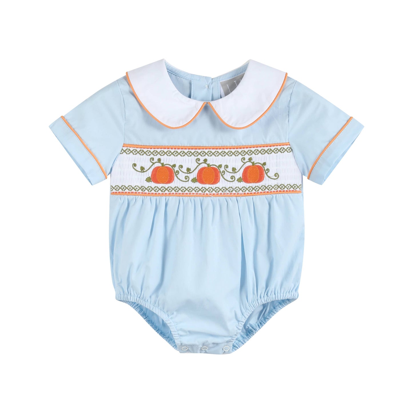 Pumpkin Smocked Collared Romper