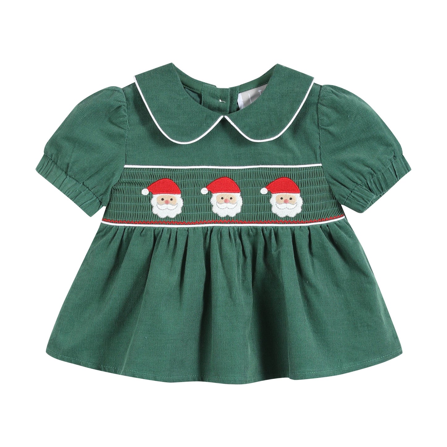 Green Santa Smocked Dress and Bloomers
