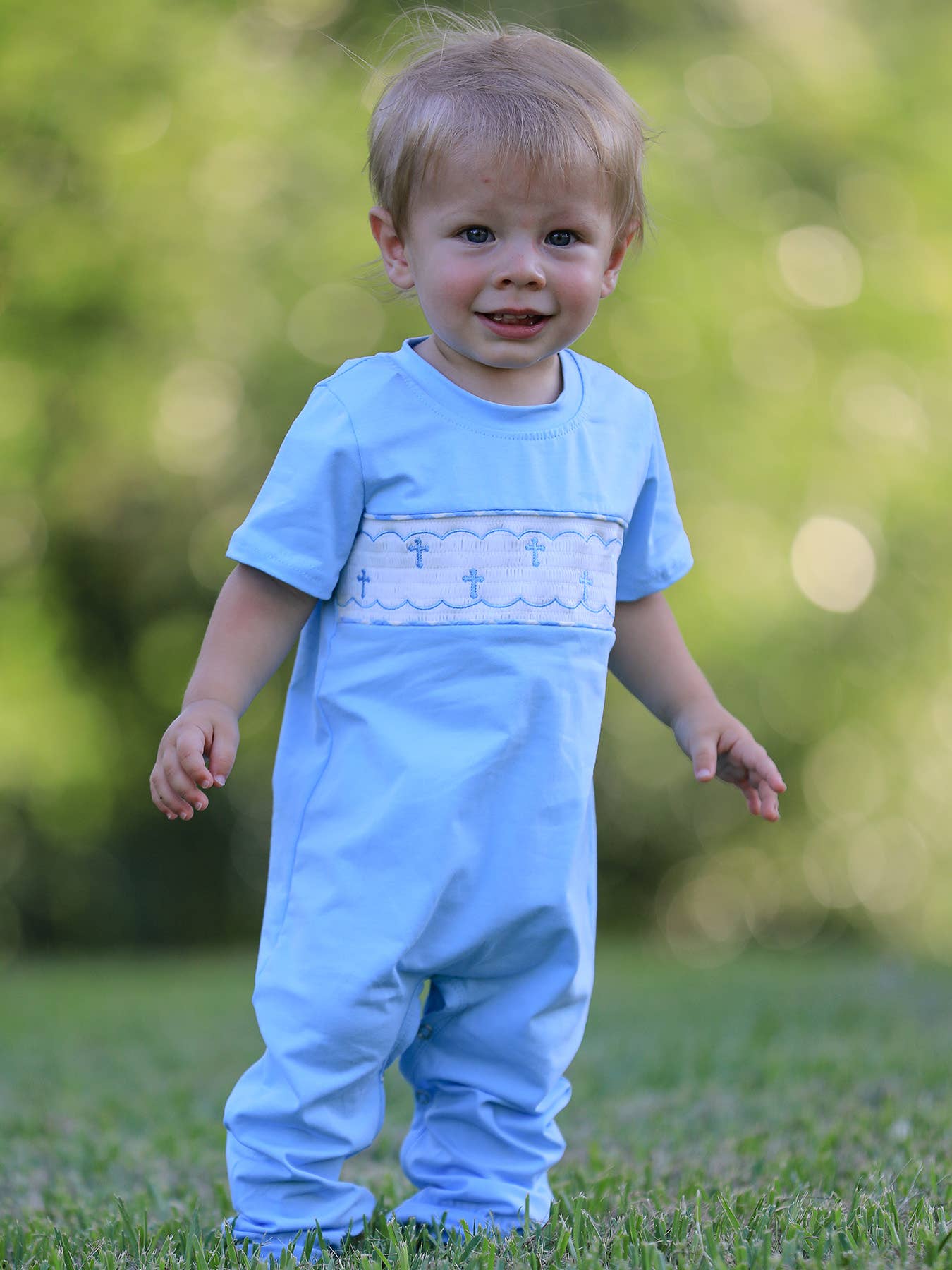 Smocked Cross Boy Romper