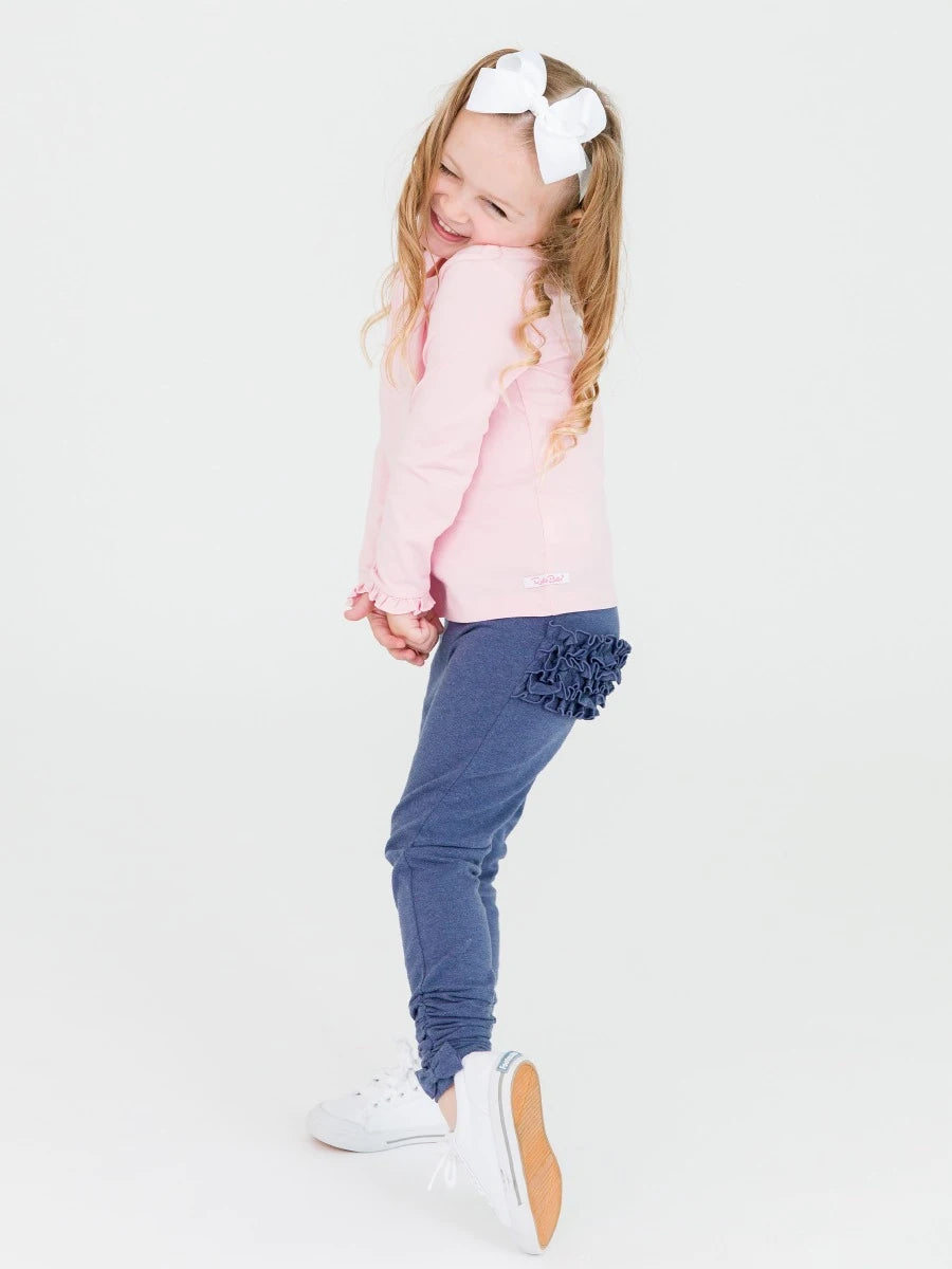 Denim Ruched Bow Leggings