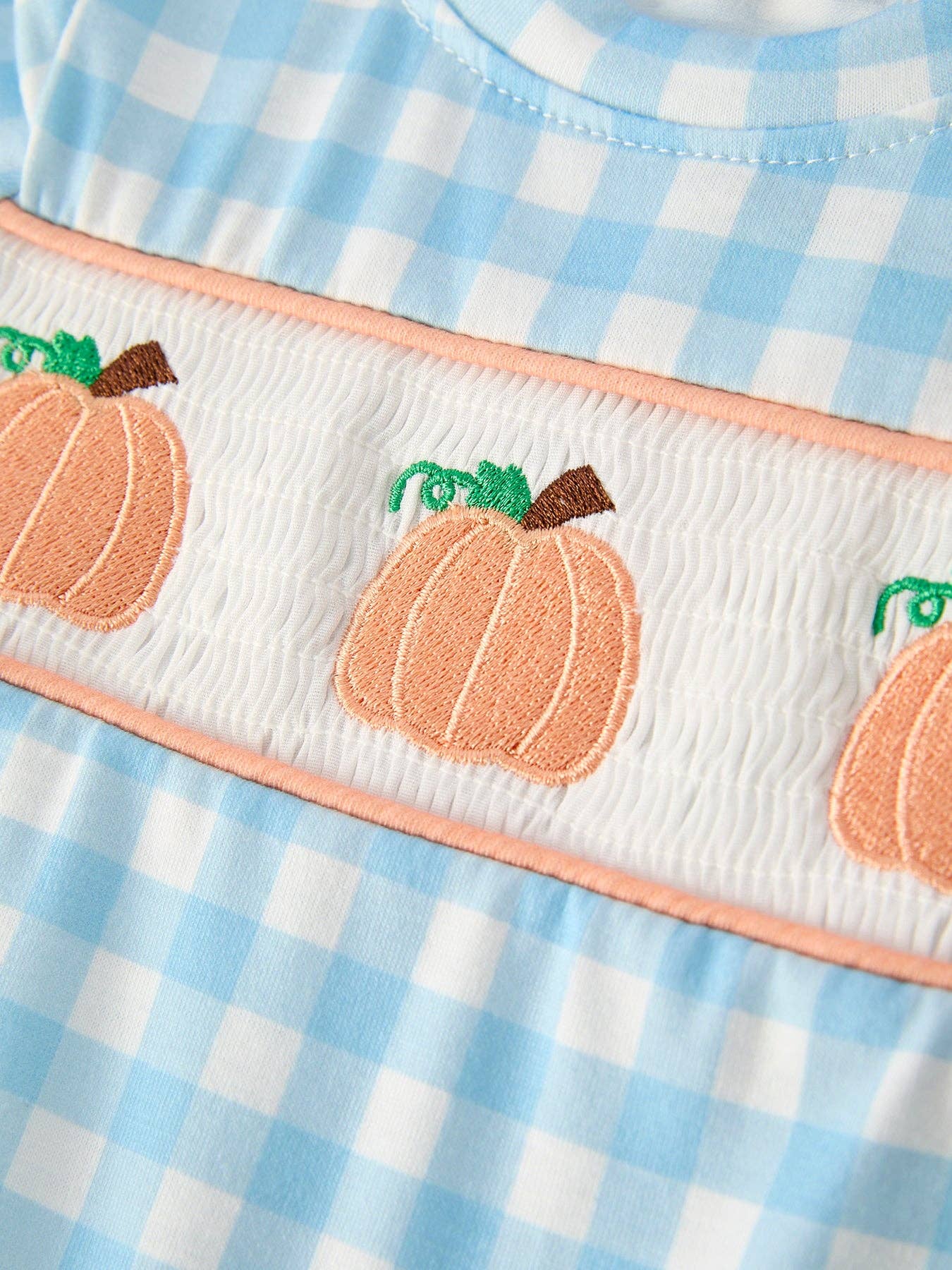 Pumpkin Embroidery Smocked Romper