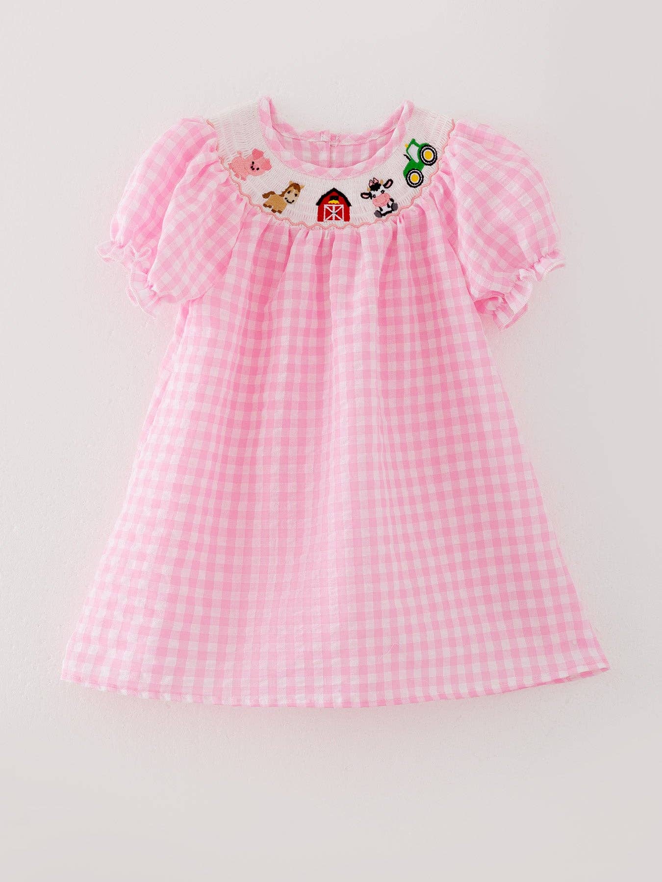 Farm Pink Smocking Dress