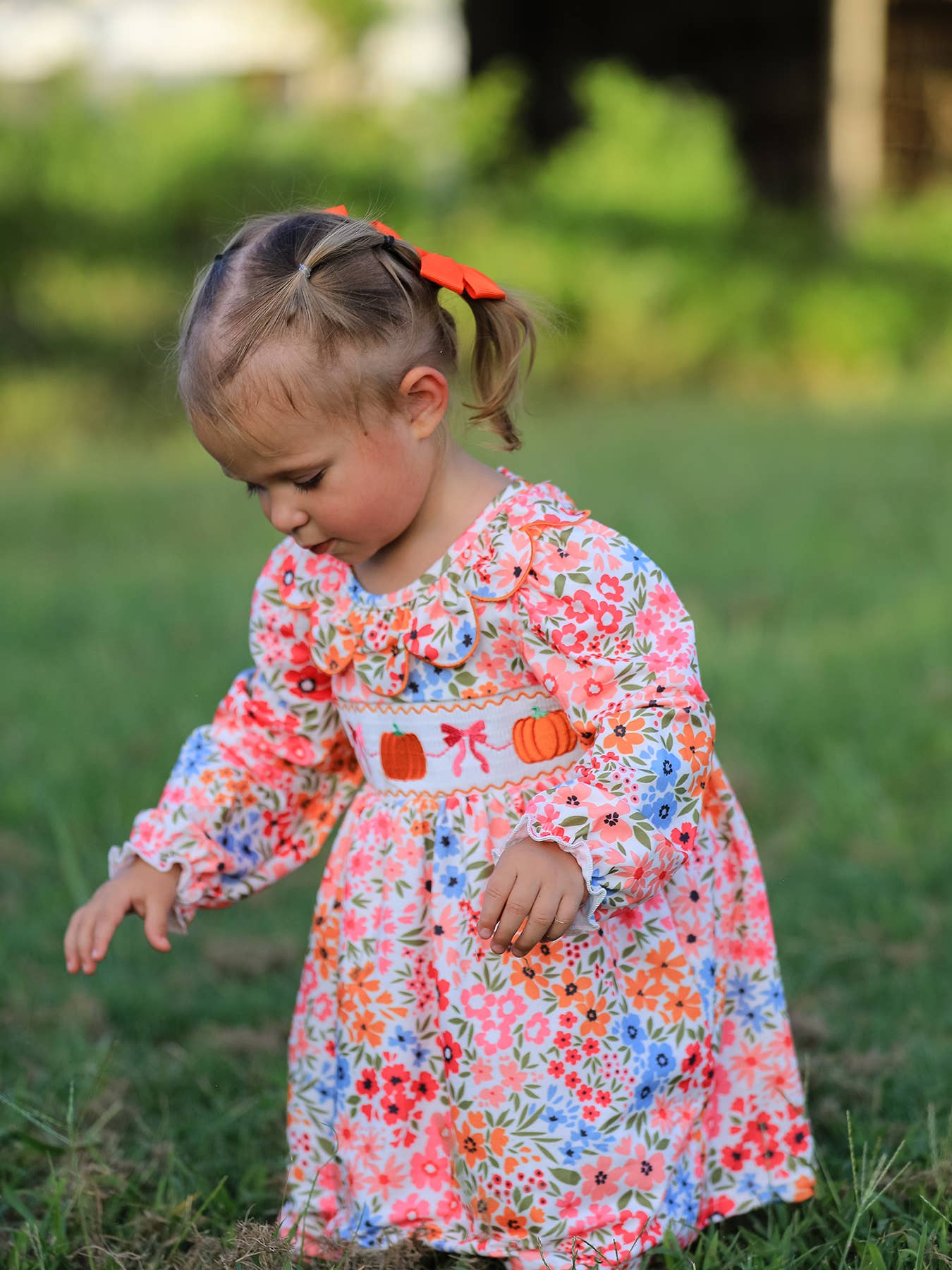 Pumpkin Floral Dress