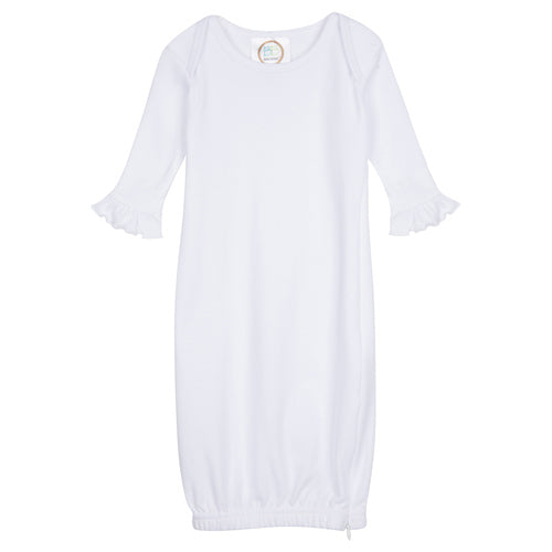 Blank Girl's Long Sleeve Ruffle Infant Gown with Hidden Zipper
