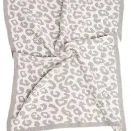 Kids Leopard Print Luxury Soft Throw Blanket - Grey