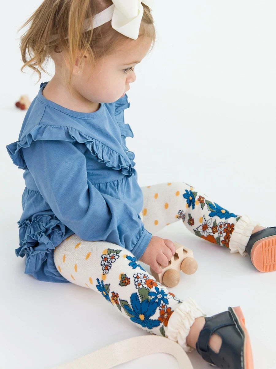 Floral Footless Ruffle Tights