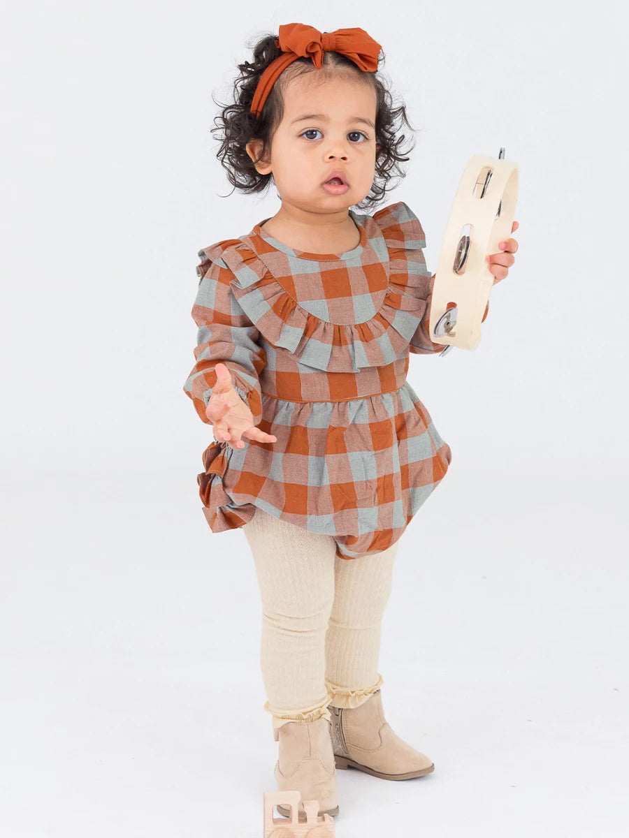 Oatmeal Rib Knit Footless Ruffled Tights