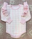 Pink Gingham L/S Onesie