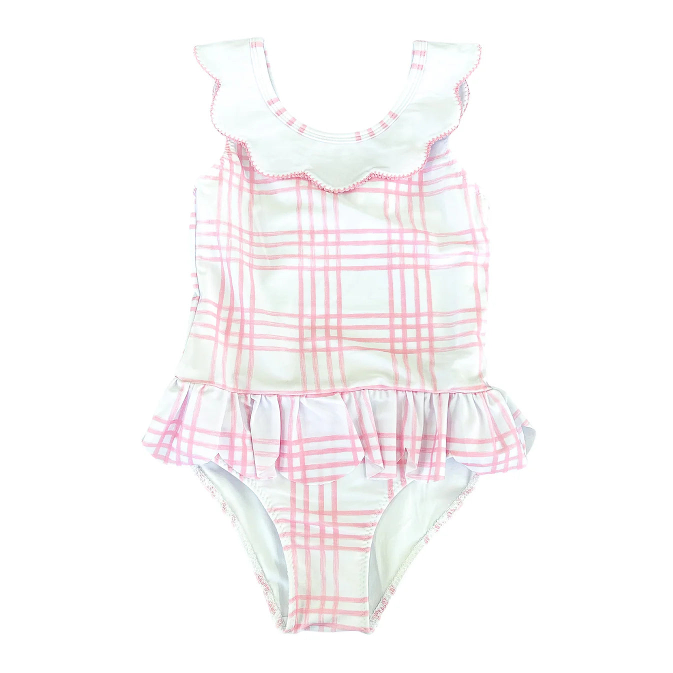 Plaid Scalloped One Piece