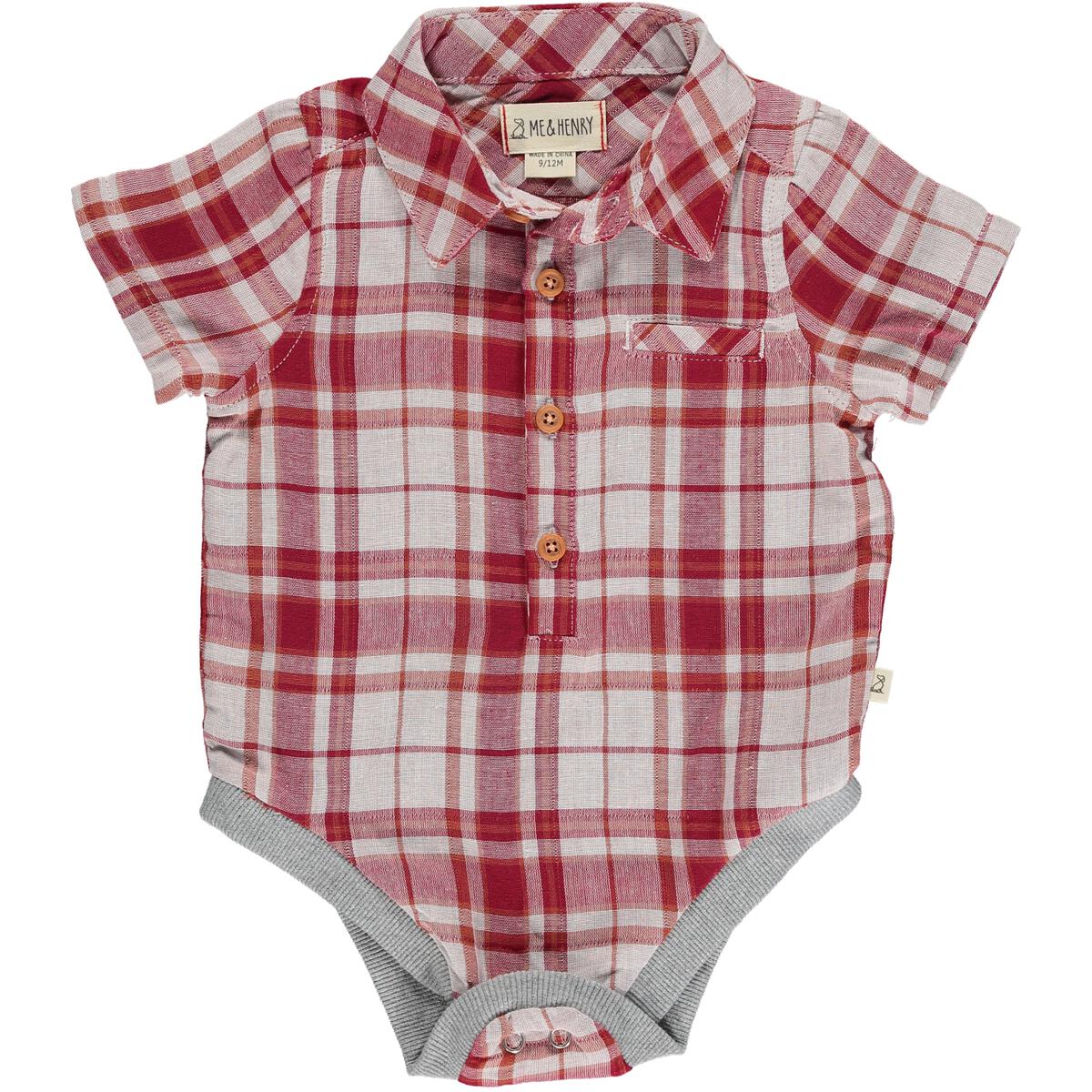 Red/Cream Plaid Woven Onesie