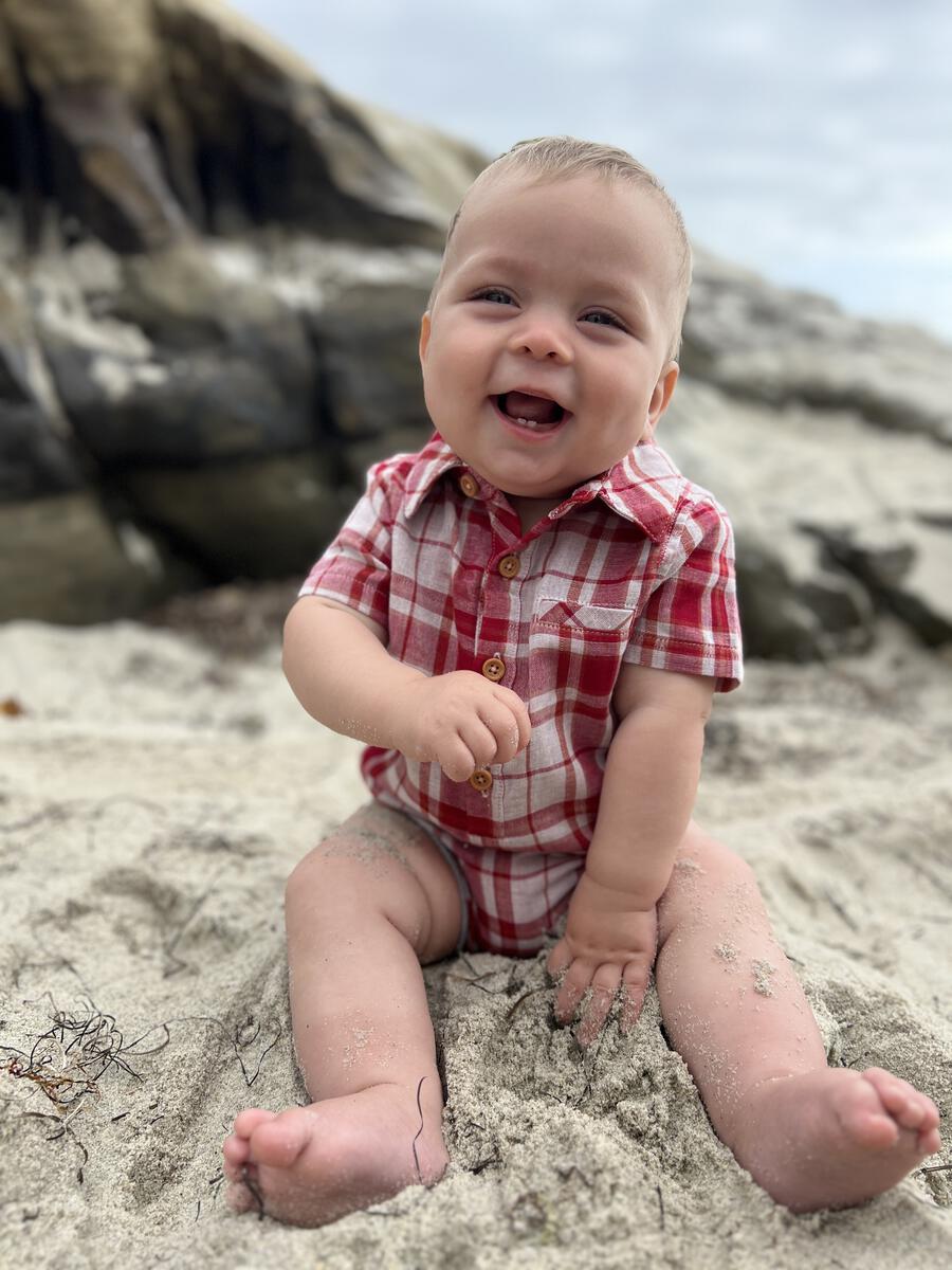 Red/Cream Plaid Woven Onesie