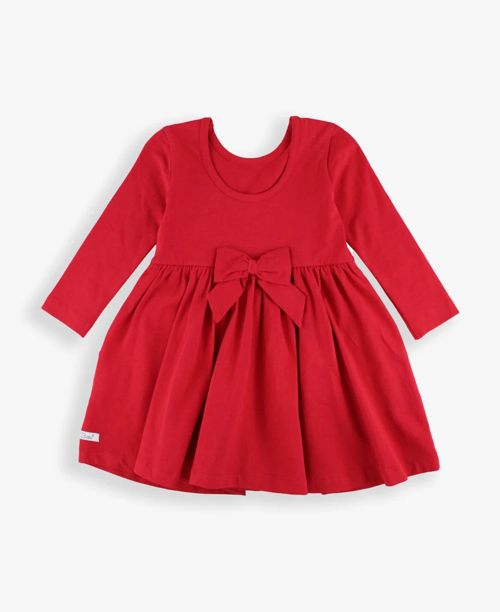 Red Long Sleeve Twirl Dress