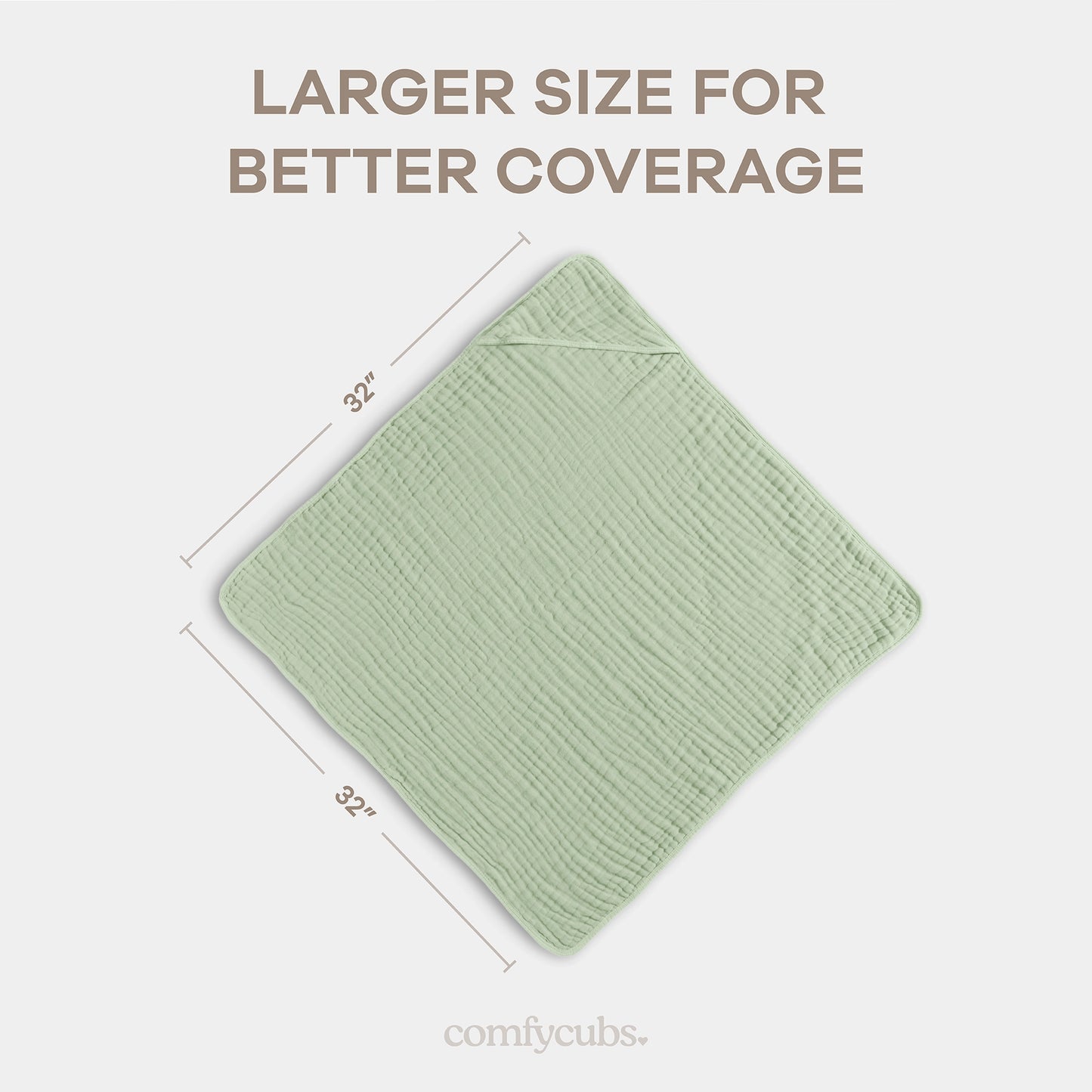 Baby Hooded Muslin Cotton Towel - Sage