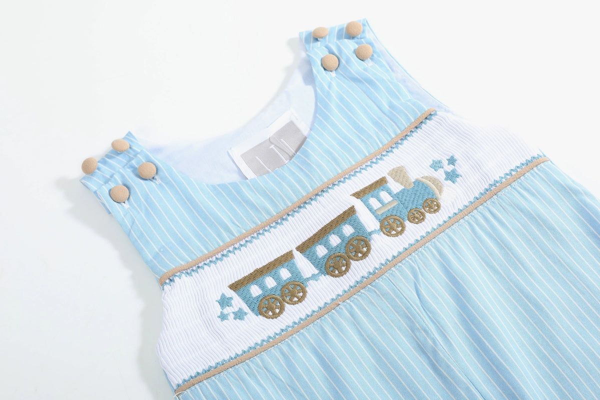 Train Smocked Overalls