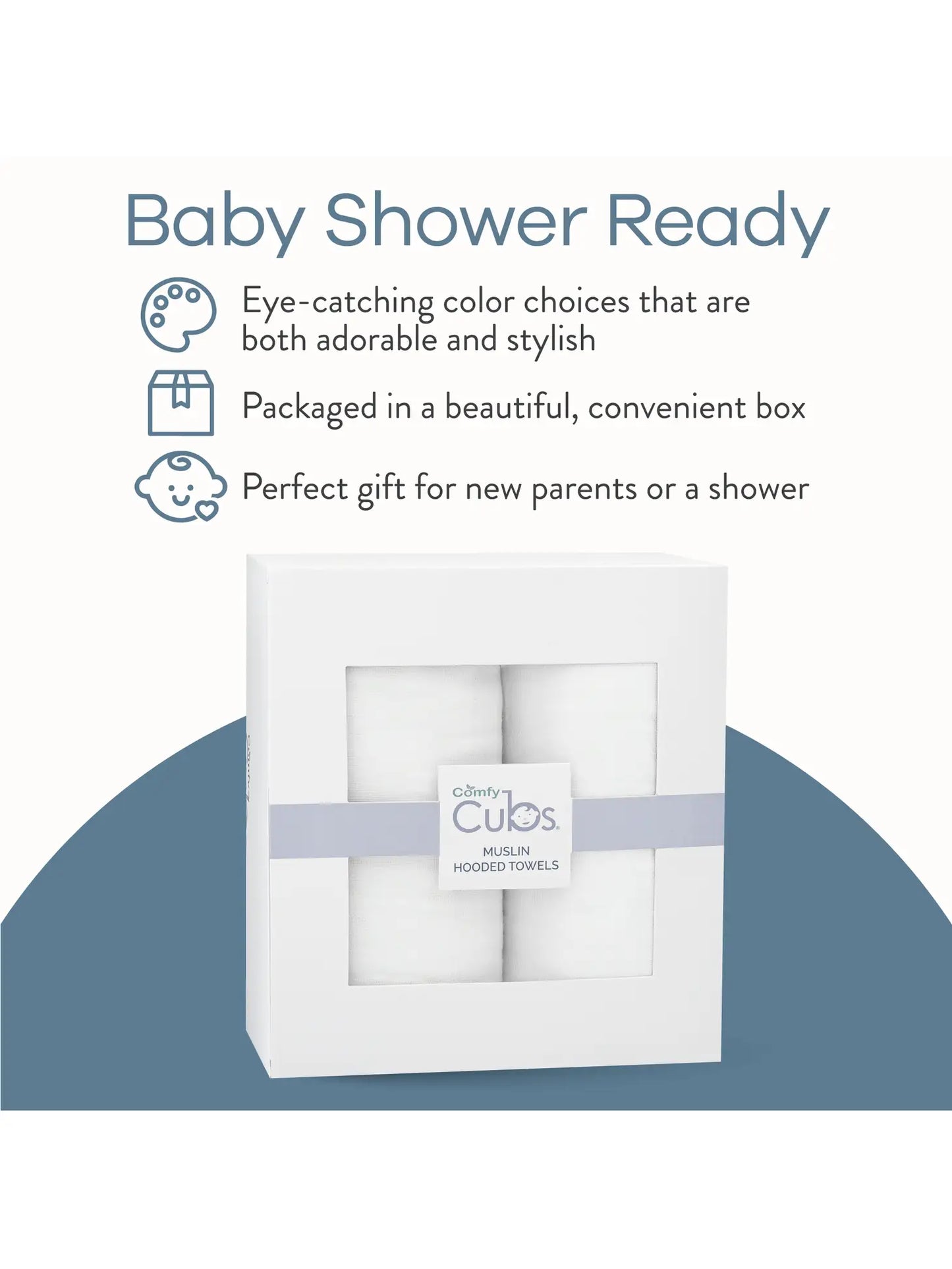 Baby Hooded 9 Layer Muslin Cotton Towel For Kids (2 pack) - White