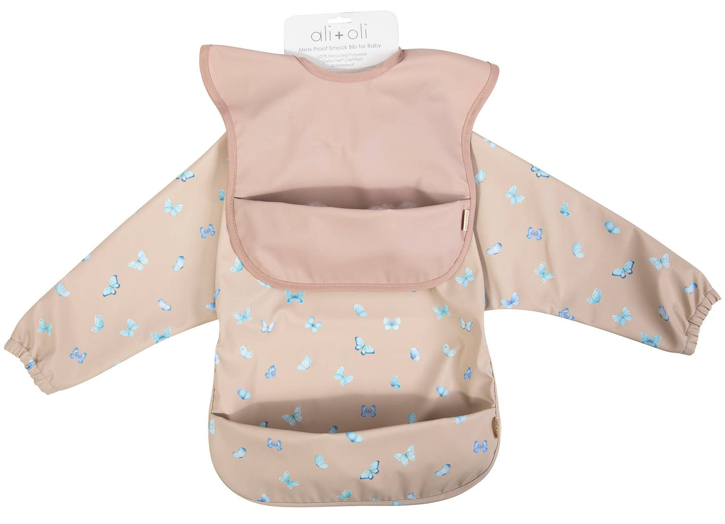 Smock Bib (2-pc) Long & Short Sleeve Set (Butterfly-Blush)