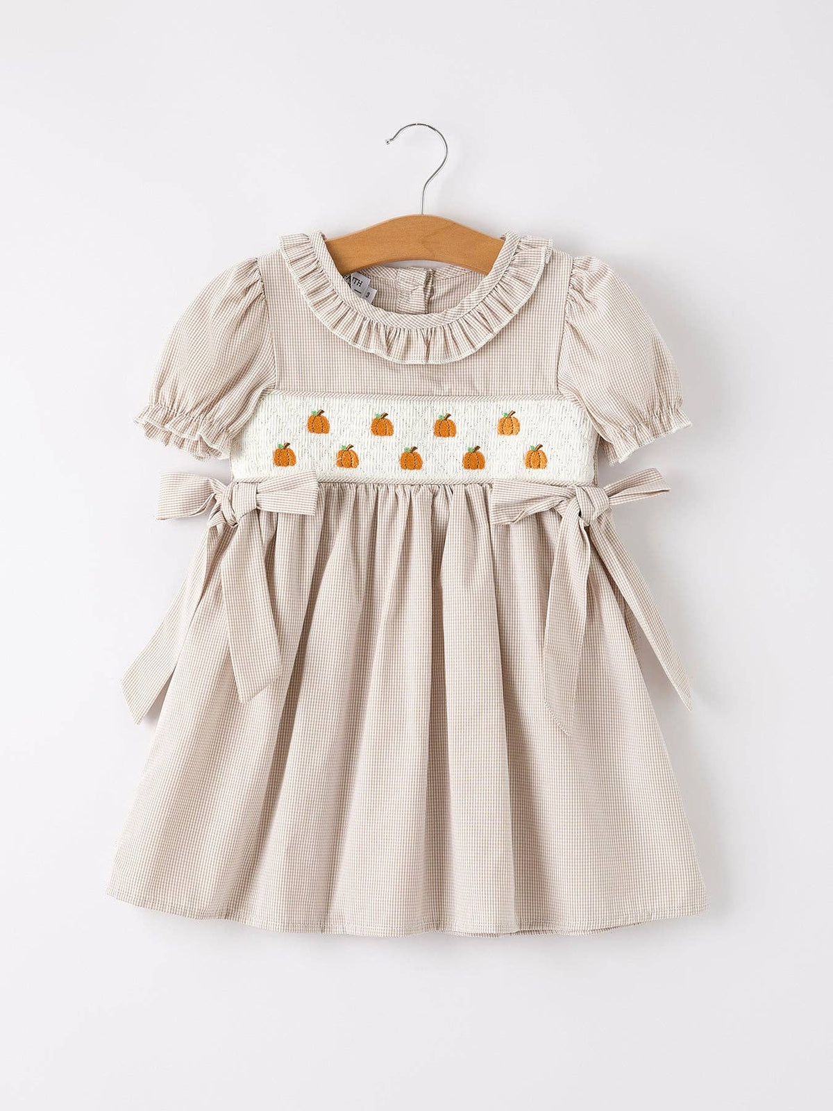 Pumpkin Embroidery Smock Dress