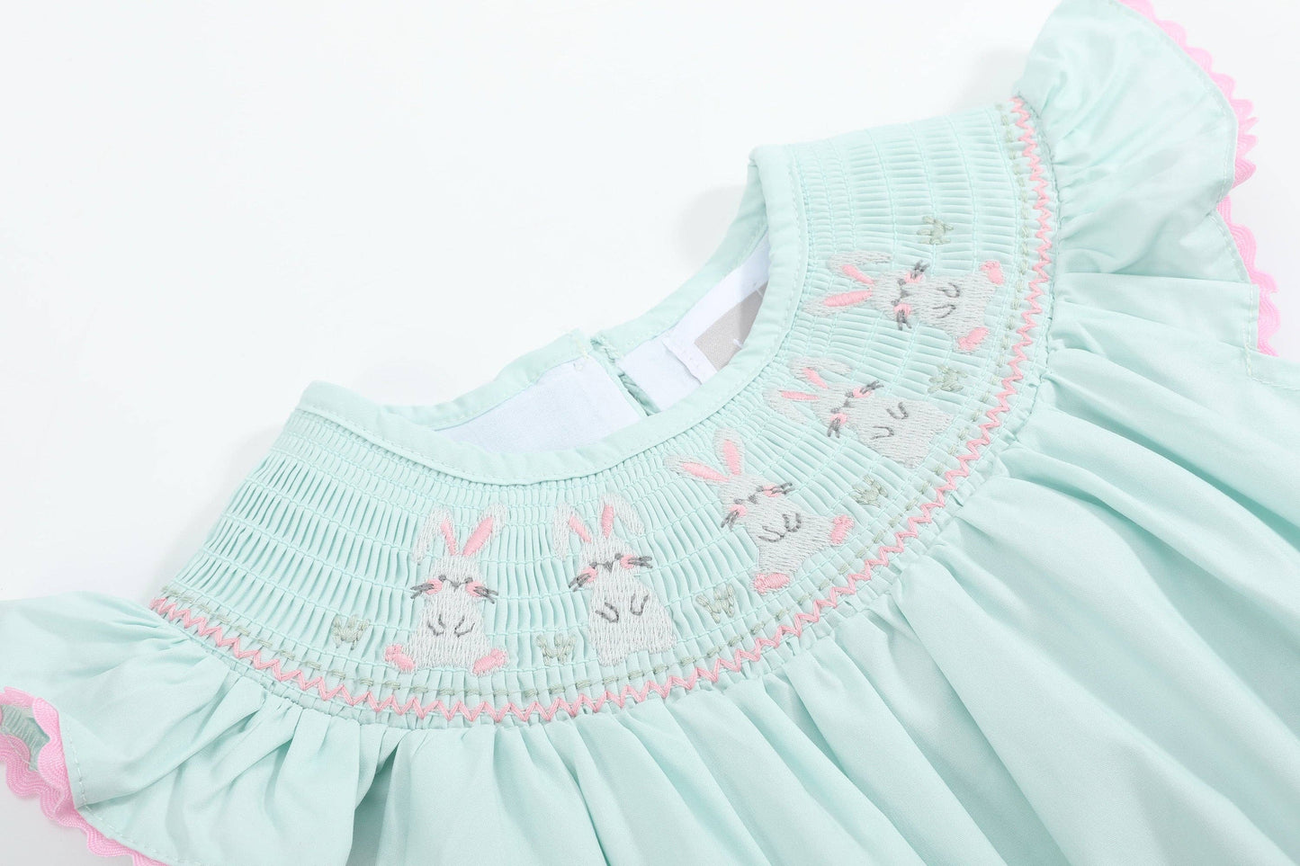 Misty Blue Bunny Smocked Bubble