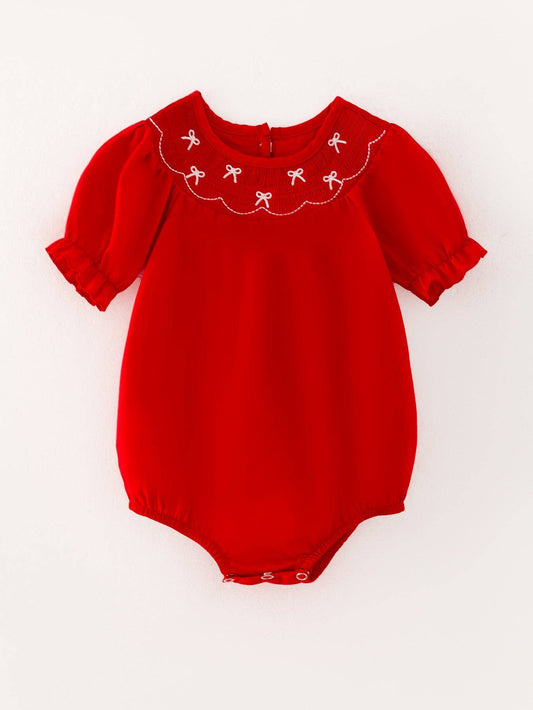 Girls Bow Smocking Bubble