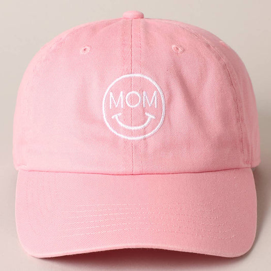 Mom Happy Face Embroidery Cap