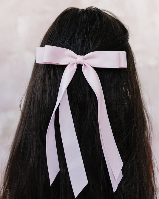 Blush Double Stacked Extra Long Silky Ribbon Bows